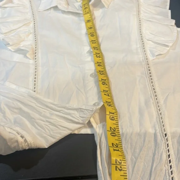 White Ruffle, button up, tie in front a shirt, Size XL - Picture 8 of 10